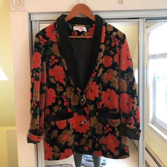 Vintage Jackets & Blazers - Vintage Floral Velvet Blazer